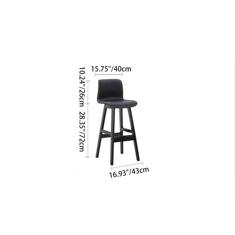 Zeitgenössischer skandinavischer PU-Leder Massivholz gebogener quadratischer Barhocker mit Rückenlehne für das Esszimmer 