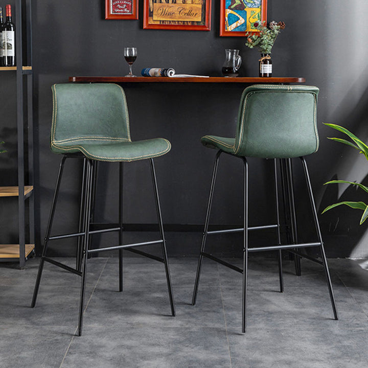 Zeitgenössischer skandinavischer PU-Leder Massivholz gebogener quadratischer Barhocker mit Rückenlehne für das Esszimmer 