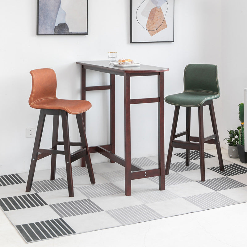 Zeitgenössischer skandinavischer PU-Leder Massivholz gebogener quadratischer Barhocker mit Rückenlehne für das Esszimmer 