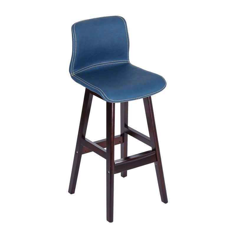 Zeitgenössischer skandinavischer PU-Leder Massivholz gebogener quadratischer Barhocker mit Rückenlehne für das Esszimmer 