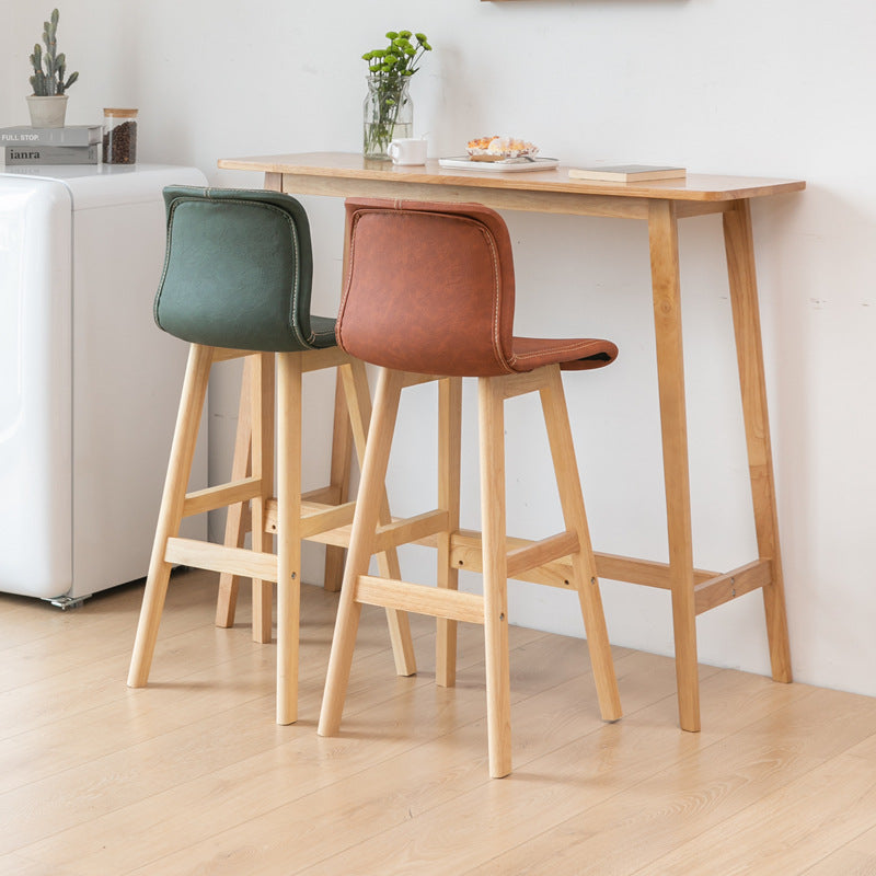 Zeitgenössischer skandinavischer PU-Leder Massivholz gebogener quadratischer Barhocker mit Rückenlehne für das Esszimmer 