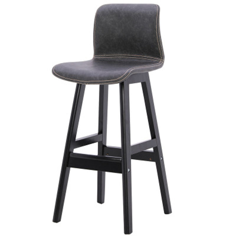 Zeitgenössischer skandinavischer PU-Leder Massivholz gebogener quadratischer Barhocker mit Rückenlehne für das Esszimmer 