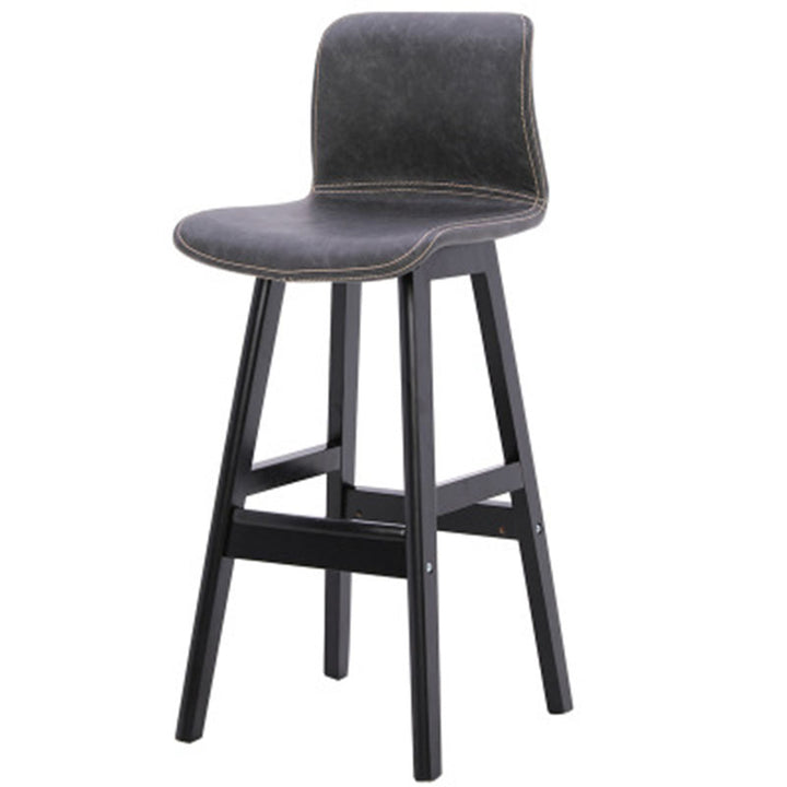 Zeitgenössischer skandinavischer PU-Leder Massivholz gebogener quadratischer Barhocker mit Rückenlehne für das Esszimmer 