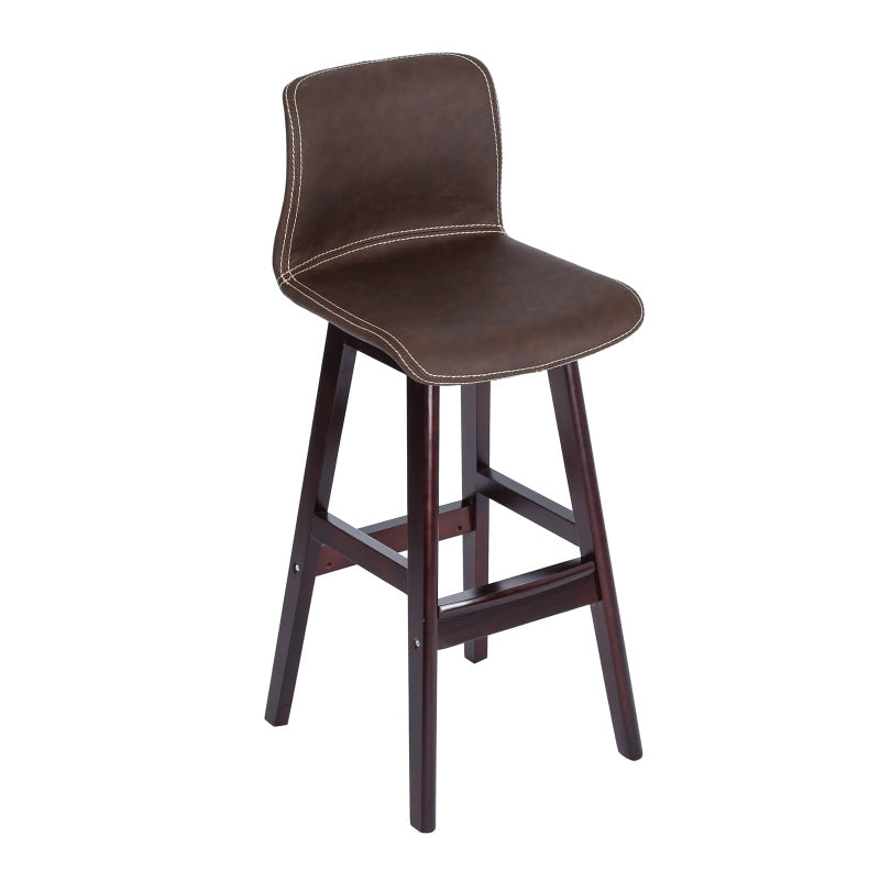 Zeitgenössischer skandinavischer PU-Leder Massivholz gebogener quadratischer Barhocker mit Rückenlehne für das Esszimmer 