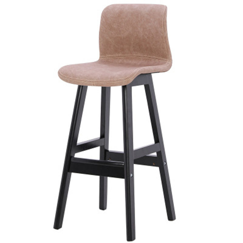 Zeitgenössischer skandinavischer PU-Leder Massivholz gebogener quadratischer Barhocker mit Rückenlehne für das Esszimmer 