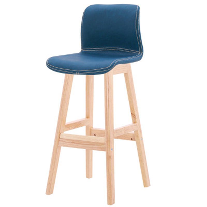 Zeitgenössischer skandinavischer PU-Leder Massivholz gebogener quadratischer Barhocker mit Rückenlehne für das Esszimmer 