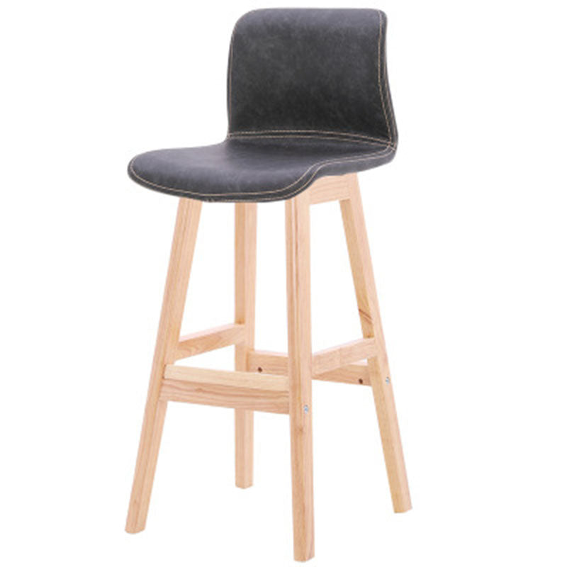 Zeitgenössischer skandinavischer PU-Leder Massivholz gebogener quadratischer Barhocker mit Rückenlehne für das Esszimmer 