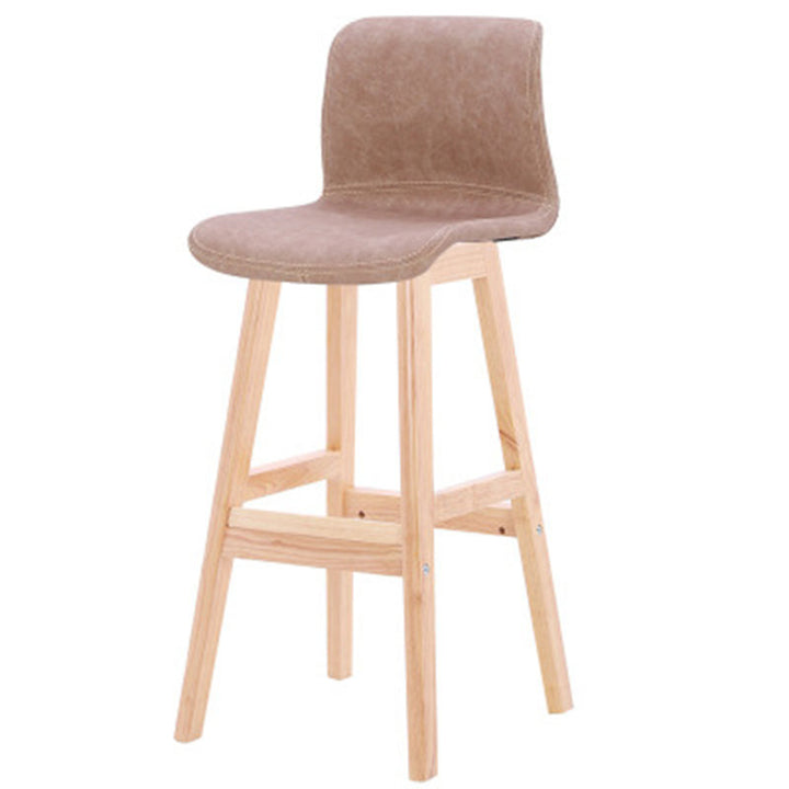 Zeitgenössischer skandinavischer PU-Leder Massivholz gebogener quadratischer Barhocker mit Rückenlehne für das Esszimmer 