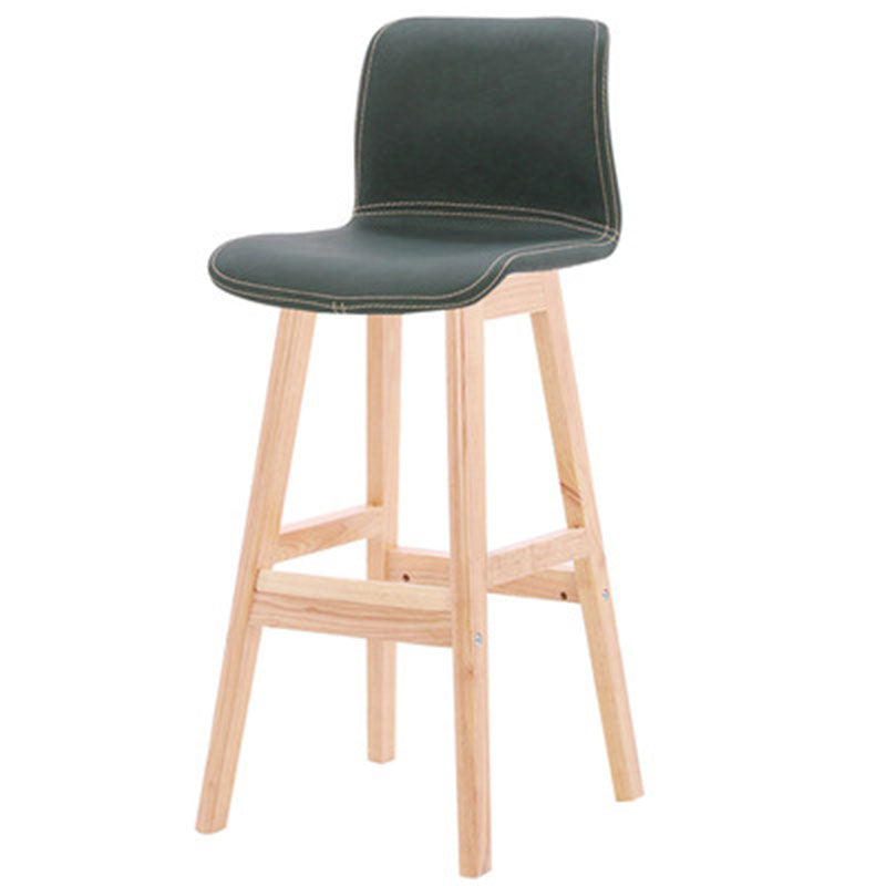Zeitgenössischer skandinavischer PU-Leder Massivholz gebogener quadratischer Barhocker mit Rückenlehne für das Esszimmer 