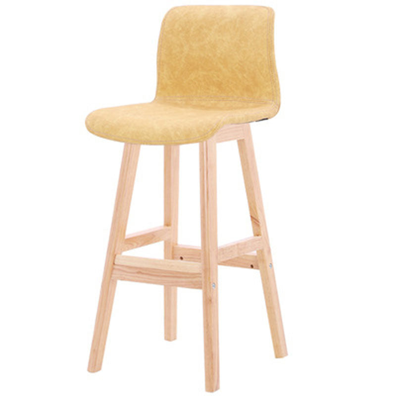 Zeitgenössischer skandinavischer PU-Leder Massivholz gebogener quadratischer Barhocker mit Rückenlehne für das Esszimmer 