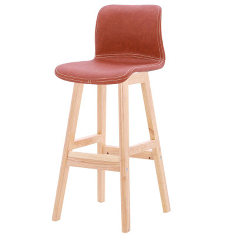 Zeitgenössischer skandinavischer PU-Leder Massivholz gebogener quadratischer Barhocker mit Rückenlehne für das Esszimmer 