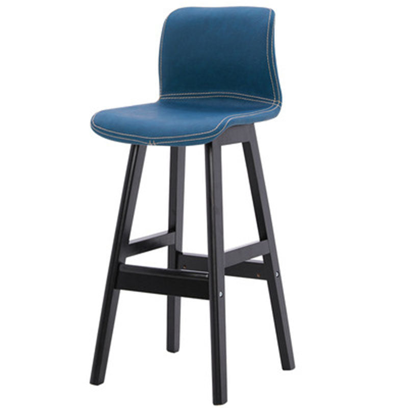 Zeitgenössischer skandinavischer PU-Leder Massivholz gebogener quadratischer Barhocker mit Rückenlehne für das Esszimmer 