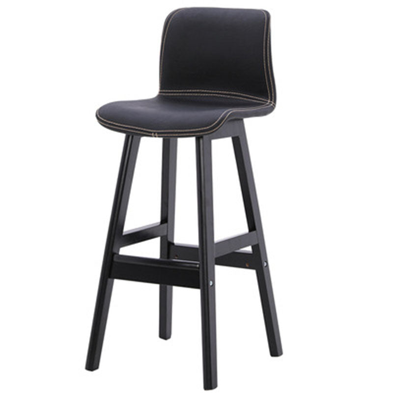 Zeitgenössischer skandinavischer PU-Leder Massivholz gebogener quadratischer Barhocker mit Rückenlehne für das Esszimmer 