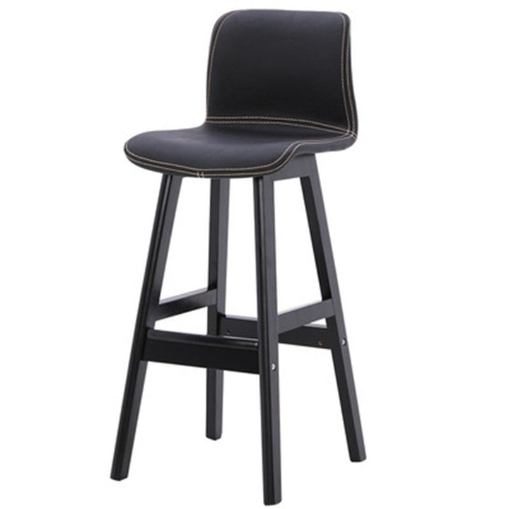 Zeitgenössischer skandinavischer PU-Leder Massivholz gebogener quadratischer Barhocker mit Rückenlehne für das Esszimmer 