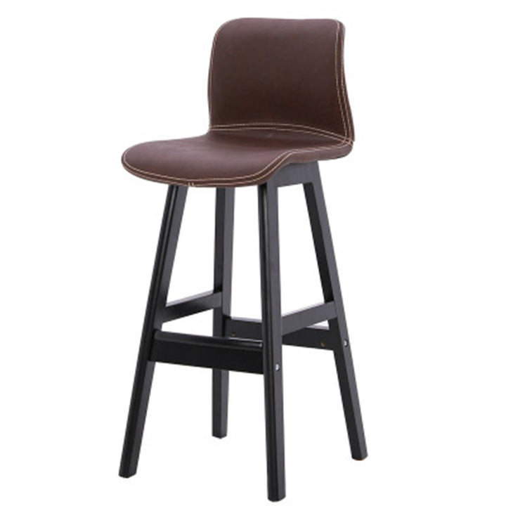 Zeitgenössischer skandinavischer PU-Leder Massivholz gebogener quadratischer Barhocker mit Rückenlehne für das Esszimmer 