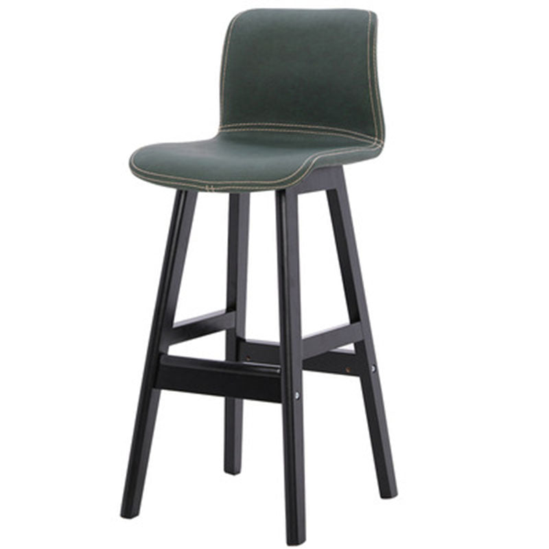 Zeitgenössischer skandinavischer PU-Leder Massivholz gebogener quadratischer Barhocker mit Rückenlehne für das Esszimmer 