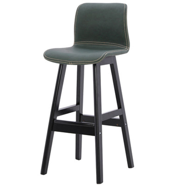 Zeitgenössischer skandinavischer PU-Leder Massivholz gebogener quadratischer Barhocker mit Rückenlehne für das Esszimmer 