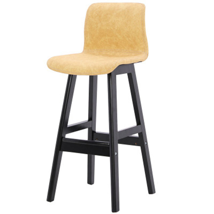 Zeitgenössischer skandinavischer PU-Leder Massivholz gebogener quadratischer Barhocker mit Rückenlehne für das Esszimmer 