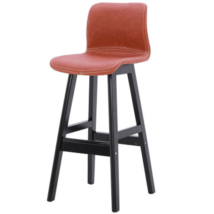 Zeitgenössischer skandinavischer PU-Leder Massivholz gebogener quadratischer Barhocker mit Rückenlehne für das Esszimmer 