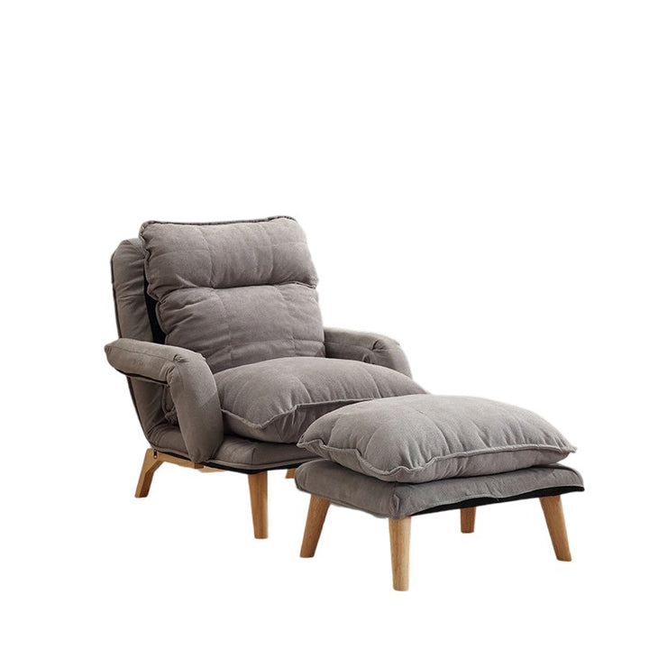 Moderner minimalistischer Akzentstuhl aus Baumwollleinen mit Massivholz, quadratisch, mit Rückenlehne und Armlehne für das Wohnzimmer 