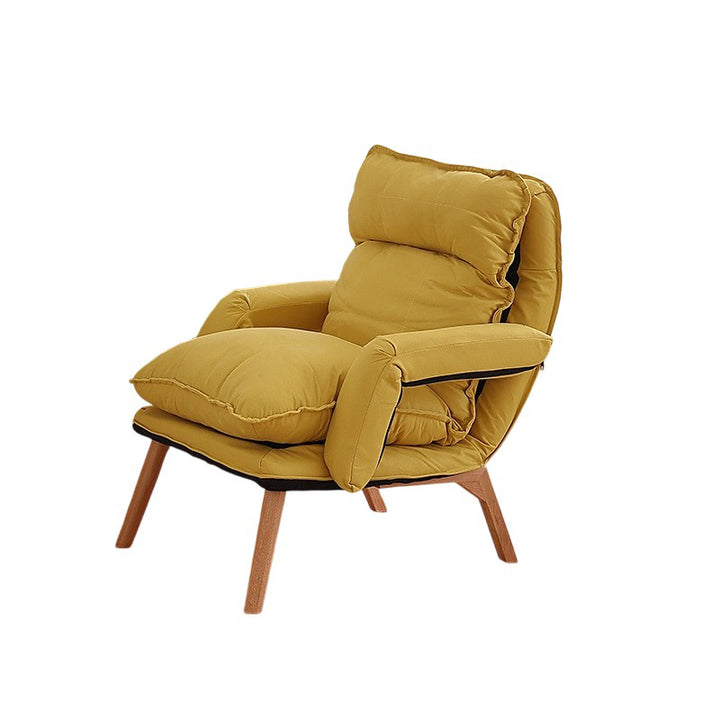 Moderner minimalistischer Akzentstuhl aus Baumwollleinen mit Massivholz, quadratisch, mit Rückenlehne und Armlehne für das Wohnzimmer 