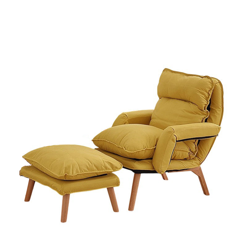 Moderner minimalistischer Akzentstuhl aus Baumwollleinen mit Massivholz, quadratisch, mit Rückenlehne und Armlehne für das Wohnzimmer 