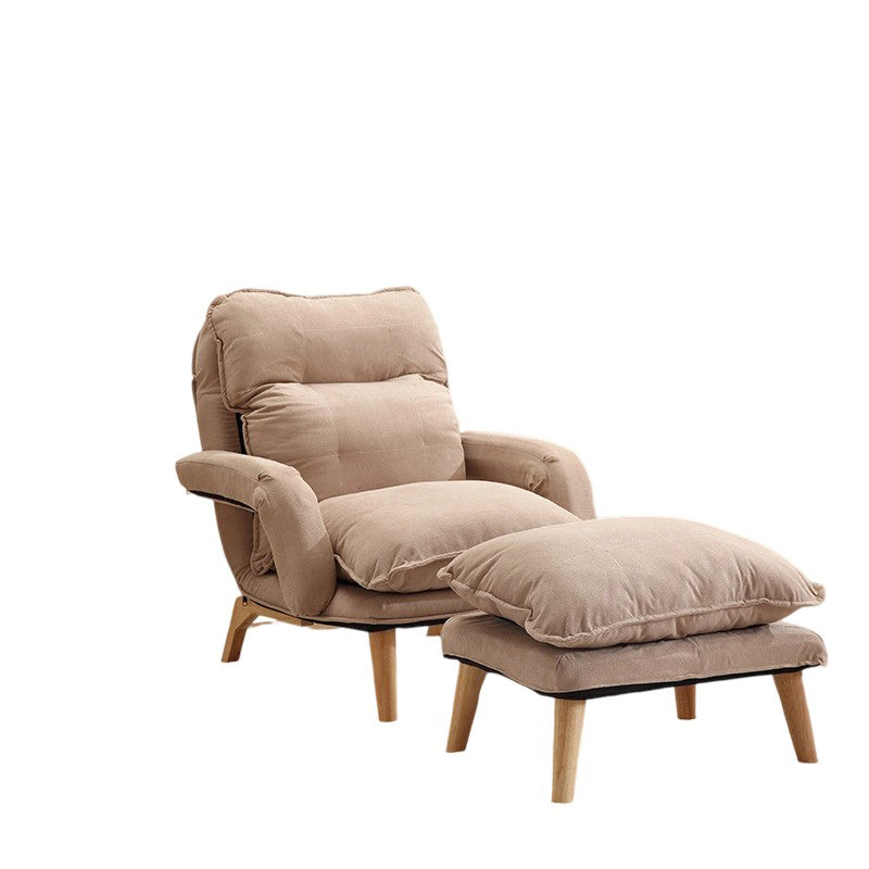 Moderner minimalistischer Akzentstuhl aus Baumwollleinen mit Massivholz, quadratisch, mit Rückenlehne und Armlehne für das Wohnzimmer 