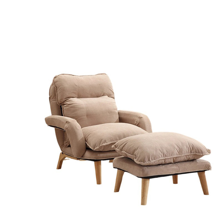 Moderner minimalistischer Akzentstuhl aus Baumwollleinen mit Massivholz, quadratisch, mit Rückenlehne und Armlehne für das Wohnzimmer 
