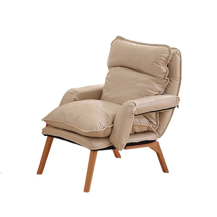 Moderner minimalistischer Akzentstuhl aus Baumwollleinen mit Massivholz, quadratisch, mit Rückenlehne und Armlehne für das Wohnzimmer 
