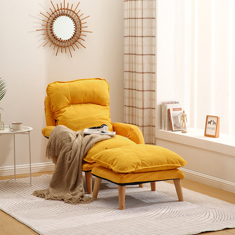 Moderner minimalistischer Akzentstuhl aus Baumwollleinen mit Massivholz, quadratisch, mit Rückenlehne und Armlehne für das Wohnzimmer 