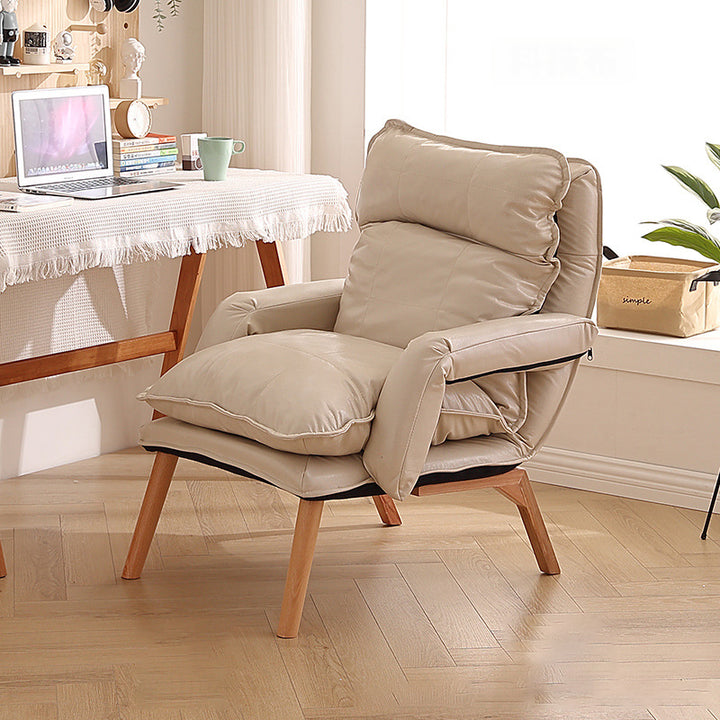 Moderner minimalistischer Akzentstuhl aus Baumwollleinen mit Massivholz, quadratisch, mit Rückenlehne und Armlehne für das Wohnzimmer 