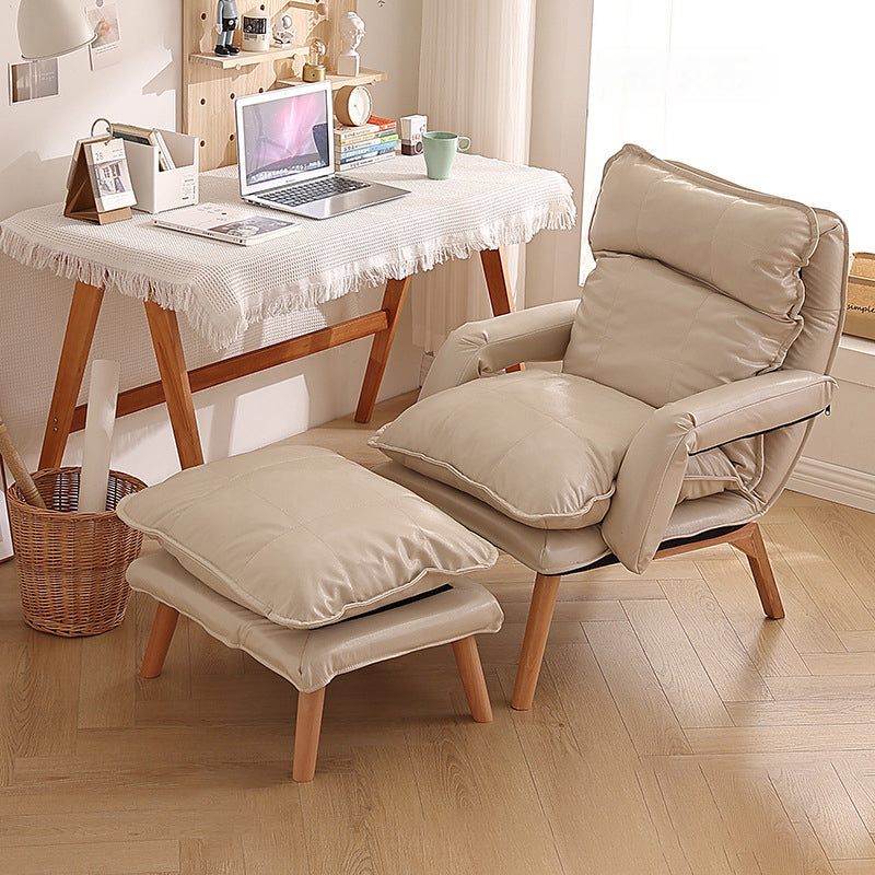 Moderner minimalistischer Akzentstuhl aus Baumwollleinen mit Massivholz, quadratisch, mit Rückenlehne und Armlehne für das Wohnzimmer 