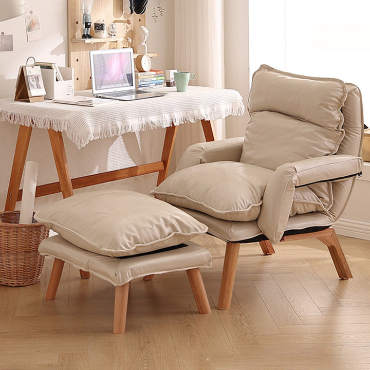 Moderner minimalistischer Akzentstuhl aus Baumwollleinen mit Massivholz, quadratisch, mit Rückenlehne und Armlehne für das Wohnzimmer 