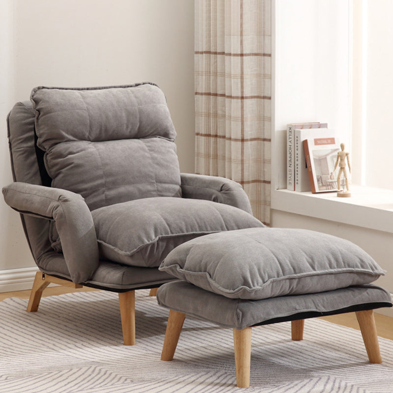 Moderner minimalistischer Akzentstuhl aus Baumwollleinen mit Massivholz, quadratisch, mit Rückenlehne und Armlehne für das Wohnzimmer 