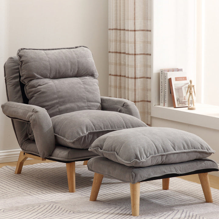 Moderner minimalistischer Akzentstuhl aus Baumwollleinen mit Massivholz, quadratisch, mit Rückenlehne und Armlehne für das Wohnzimmer 