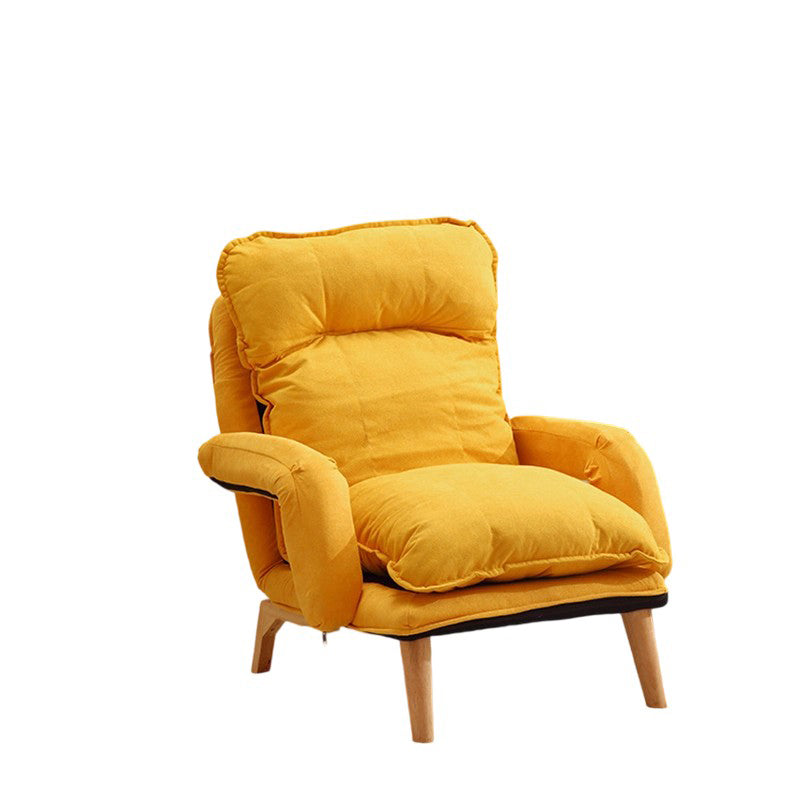 Moderner minimalistischer Akzentstuhl aus Baumwollleinen mit Massivholz, quadratisch, mit Rückenlehne und Armlehne für das Wohnzimmer 