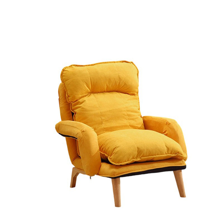 Moderner minimalistischer Akzentstuhl aus Baumwollleinen mit Massivholz, quadratisch, mit Rückenlehne und Armlehne für das Wohnzimmer 