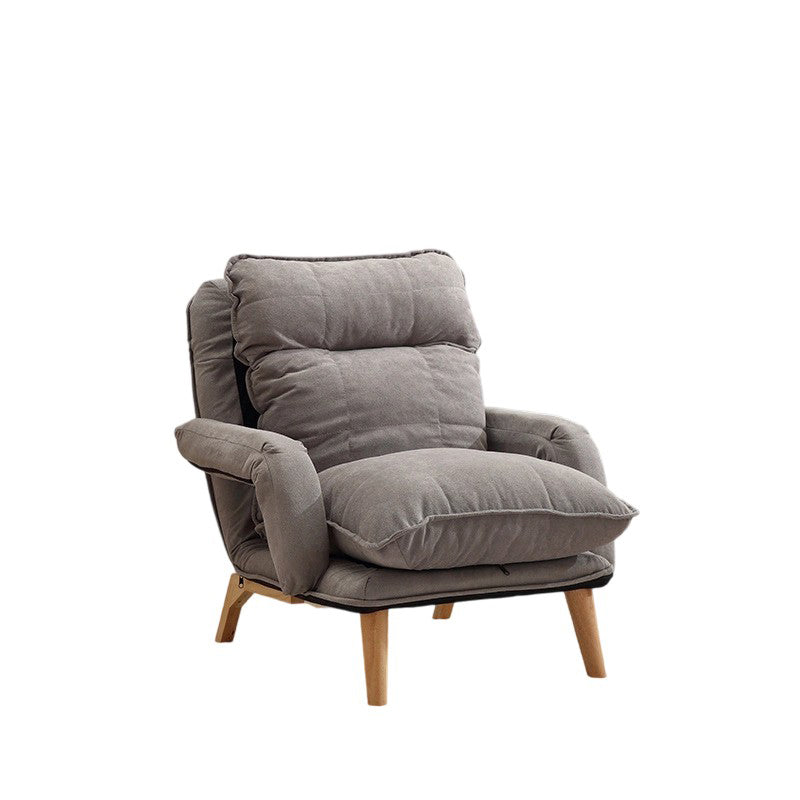 Moderner minimalistischer Akzentstuhl aus Baumwollleinen mit Massivholz, quadratisch, mit Rückenlehne und Armlehne für das Wohnzimmer 