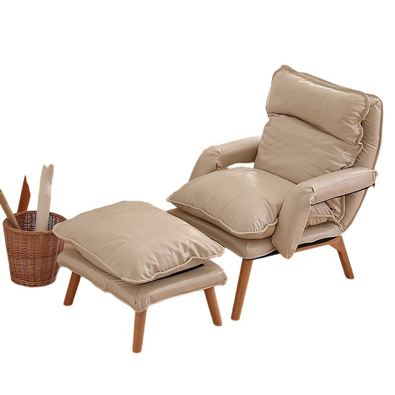 Moderner minimalistischer Akzentstuhl aus Baumwollleinen mit Massivholz, quadratisch, mit Rückenlehne und Armlehne für das Wohnzimmer 