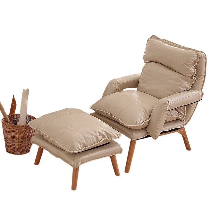 Moderner minimalistischer Akzentstuhl aus Baumwollleinen mit Massivholz, quadratisch, mit Rückenlehne und Armlehne für das Wohnzimmer 