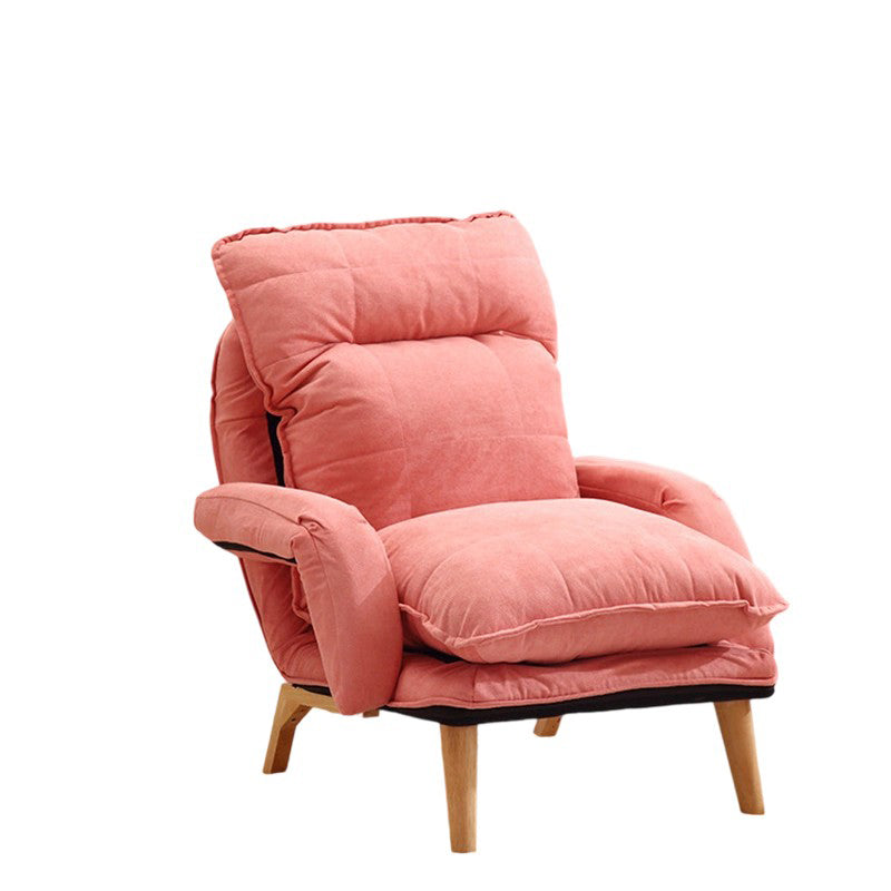 Moderner minimalistischer Akzentstuhl aus Baumwollleinen mit Massivholz, quadratisch, mit Rückenlehne und Armlehne für das Wohnzimmer 