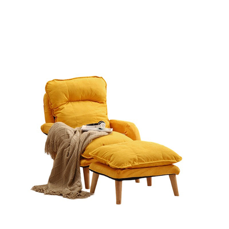 Moderner minimalistischer Akzentstuhl aus Baumwollleinen mit Massivholz, quadratisch, mit Rückenlehne und Armlehne für das Wohnzimmer 