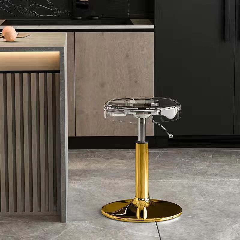 Moderno taburete redondo de barra de acero al carbono acrílico para comedor 