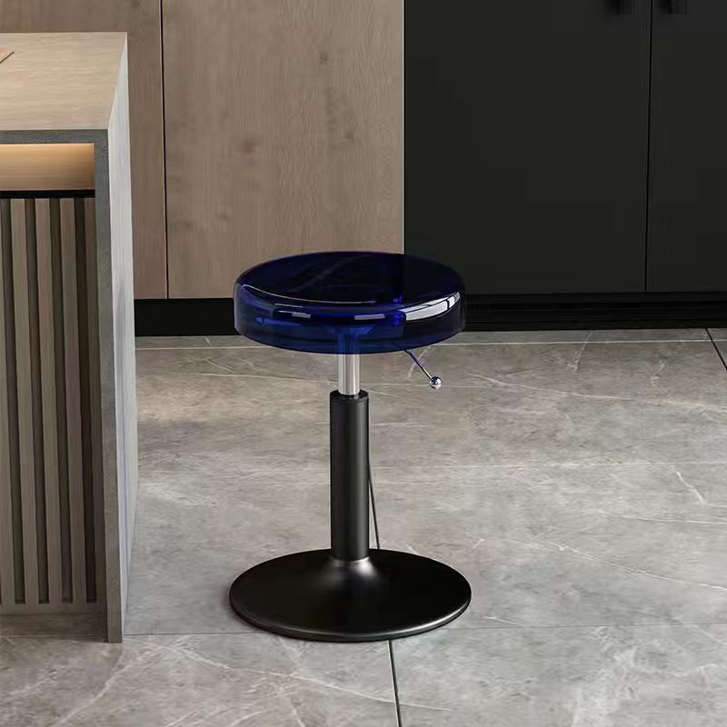 Moderno taburete redondo de barra de acero al carbono acrílico para comedor 