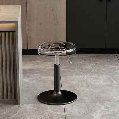 Moderno taburete redondo de barra de acero al carbono acrílico para comedor 