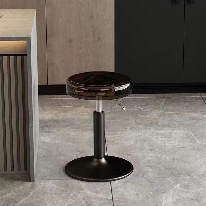Moderno taburete redondo de barra de acero al carbono acrílico para comedor 