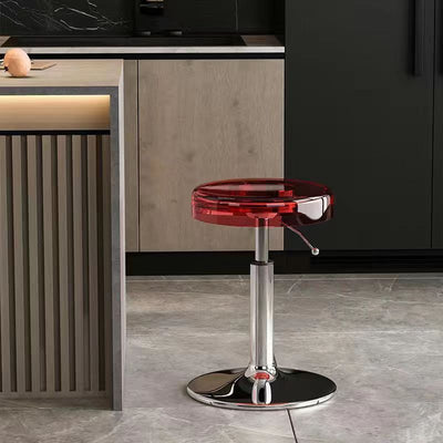 Moderno taburete redondo de barra de acero al carbono acrílico para comedor 