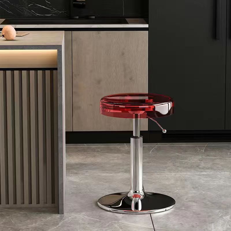 Moderno taburete redondo de barra de acero al carbono acrílico para comedor 