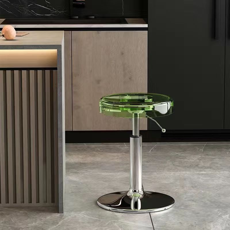 Moderno taburete redondo de barra de acero al carbono acrílico para comedor 