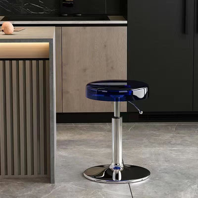 Moderno taburete redondo de barra de acero al carbono acrílico para comedor 